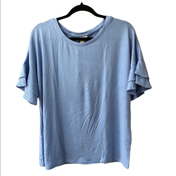 NWT Light Blue Flutter Short Sleeve Top by Style & Co. - Picture 1 of 5